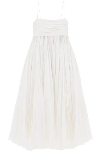 Khaite Lally Gathered Cotton-poplin Maxi Dress In White