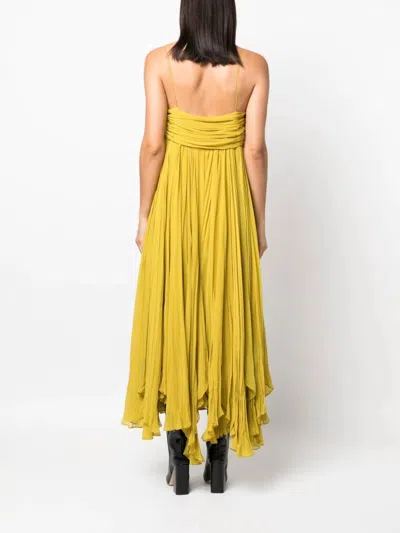 Khaite Lally Silk Dress In Chartreuse
