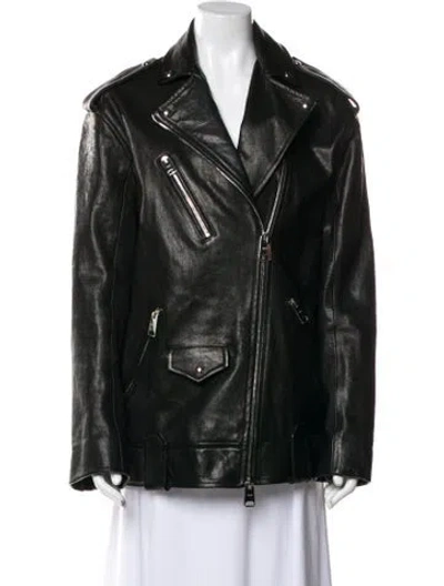 Pre-owned Khaite Lamb Leather Biker Jacket In Black
