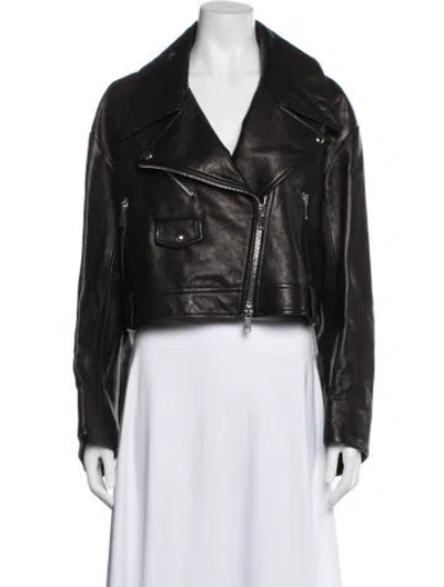 Pre-owned Khaite Lamb Leather Biker Jacket In Brown