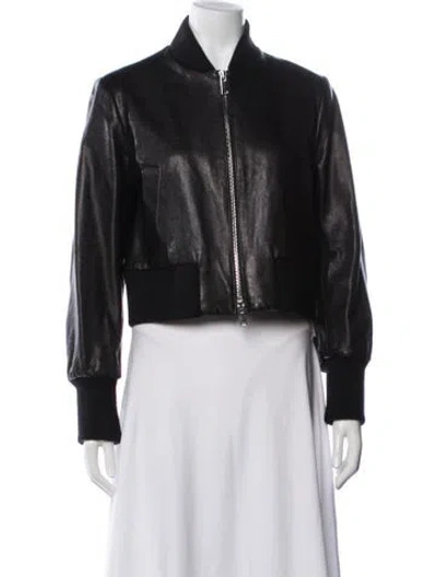 Pre-owned Khaite Lamb Leather Bomber Jacket In Black
