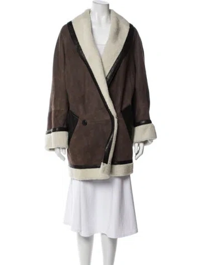 Pre-owned Khaite Lamb Leather Coat In Brown