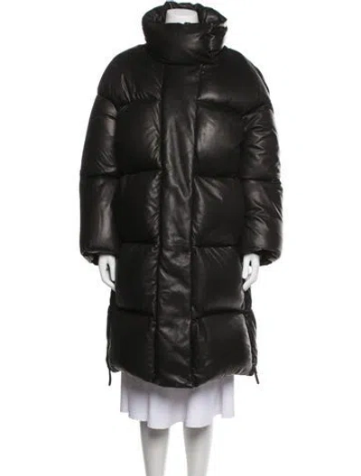 Pre-owned Khaite Lamb Leather Down Coat In Black