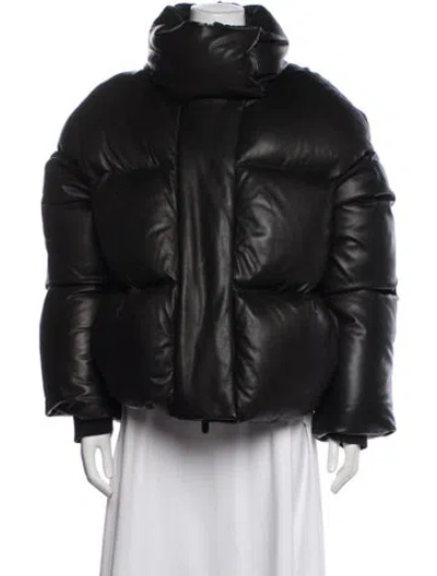 Pre-owned Khaite Lamb Leather Down Jacket In Black