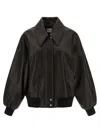 Khaite Shelman Leather Bomber Jacket In Black
