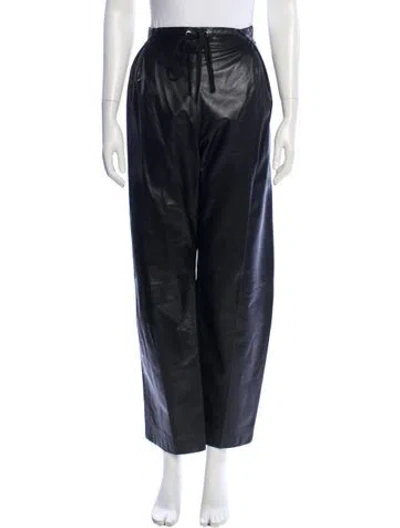 Pre-owned Khaite Lamb Leather Straight Leg Pants W/ Tags In Black