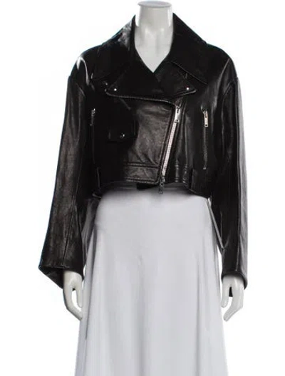 Pre-owned Khaite Lambskin Biker Jacket In Black