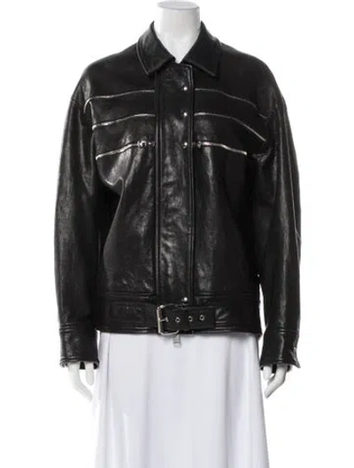 Pre-owned Khaite Lambskin Biker Jacket In Black