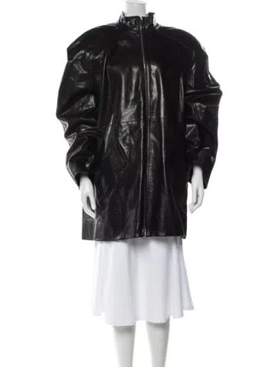 Pre-owned Khaite Lambskin Biker Jacket In Black