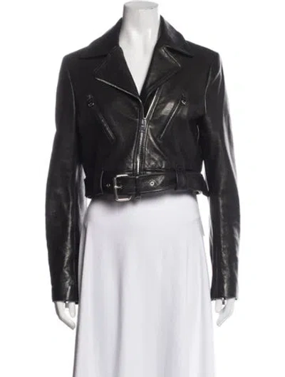 Pre-owned Khaite Lambskin Biker Jacket In Black