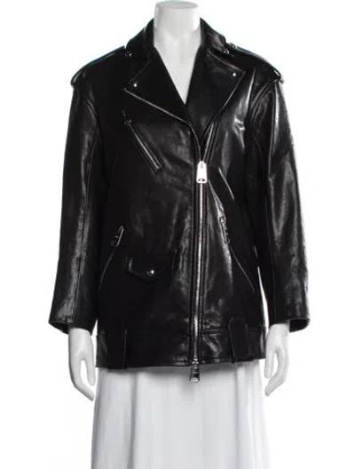 Pre-owned Khaite Lambskin Biker Jacket In Black