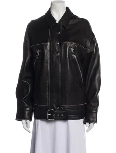 Pre-owned Khaite Lambskin Biker Jacket In Black