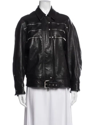 Pre-owned Khaite Lambskin Biker Jacket In Black