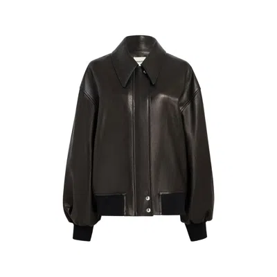 Khaite Lambskin Leather Jacket In Black