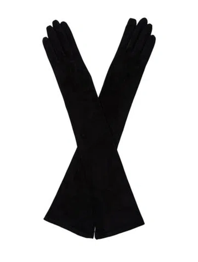 Pre-owned Khaite Lambskin Long Gloves. In Black