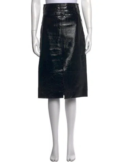 Pre-owned Khaite Lambskin Midi Length Skirt In Black