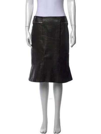 Pre-owned Khaite Lambskin Midi Length Skirt In Black
