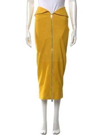 Pre-owned Khaite Lambskin Midi Length Skirt In Yellow