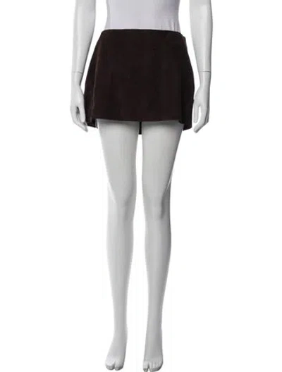 Pre-owned Khaite Lambskin Mini Skirt In Brown
