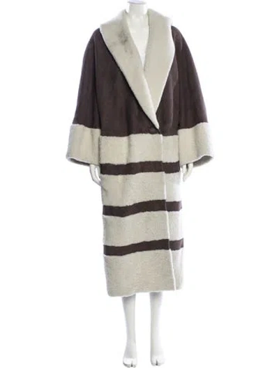 Pre-owned Khaite Lambskin Patterned Fur Coat In Brown