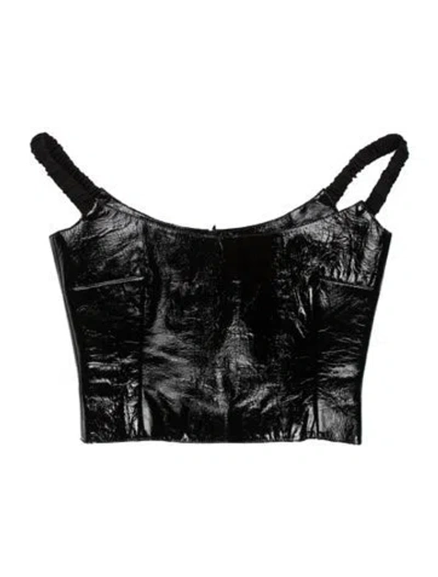 Pre-owned Khaite Lambskin Square Neckline Crop Top In Black