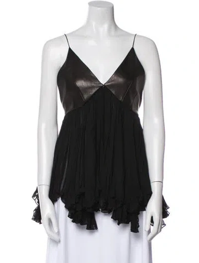 Pre-owned Khaite Lambskin Square Neckline Top In Black