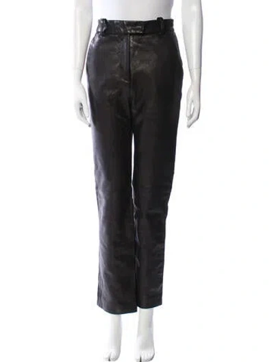Pre-owned Khaite Lambskin Straight Leg Pants In Black
