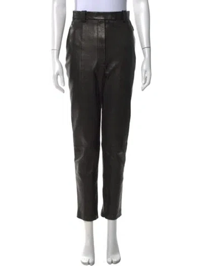 Pre-owned Khaite Lambskin Straight Leg Pants In Black