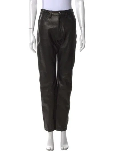 Pre-owned Khaite Lambskin Straight Leg Pants In Black