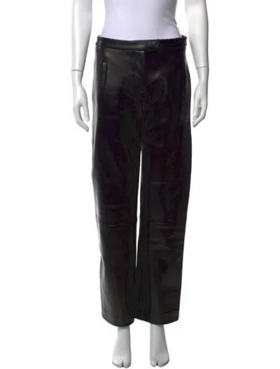 Pre-owned Khaite Lambskin Straight Leg Pants In Black