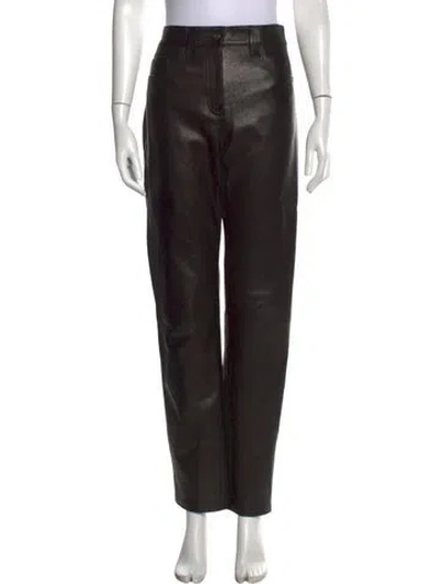 Pre-owned Khaite Lambskin Straight Leg Pants In Brown