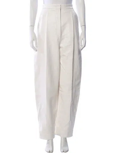 Pre-owned Khaite Lambskin Straight Leg Pants In White