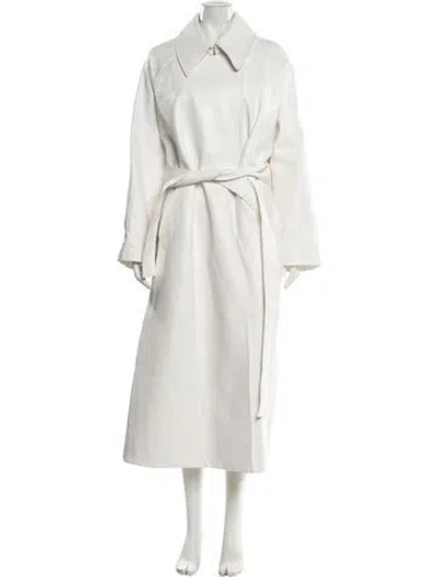 Pre-owned Khaite Lambskin Trench Coat In White