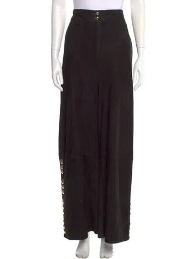 Pre-owned Khaite Lambskin Wide Leg Pants In Black