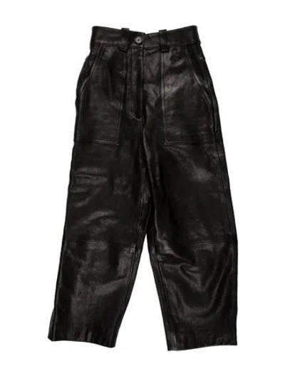 Pre-owned Khaite Lambskin Wide Leg Pants In Black