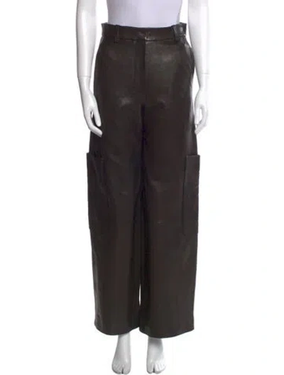 Pre-owned Khaite Lambskin Wide Leg Pants In Brown