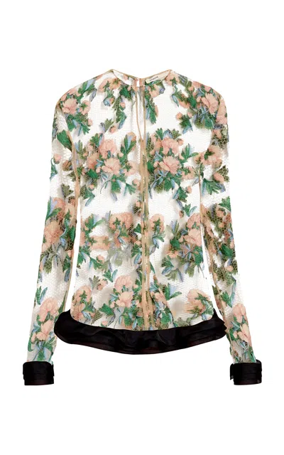 Khaite Lamina Embroidered Cotton-blend Top In Multi