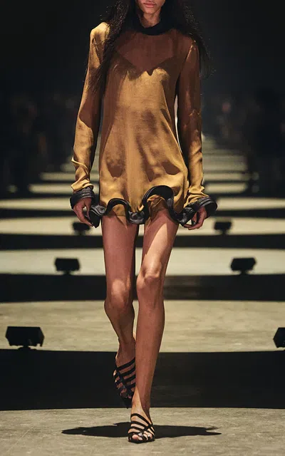 Khaite Lamina Silk Top In Brown