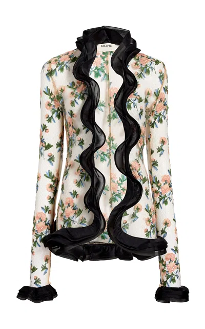 Khaite Lana Embroidered Cotton-blend Jacket In Multi