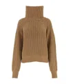 Khaite Lanzino Funnel-neck Cashmere Jumper In Brown
