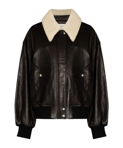 Khaite Lapel Leather Jacket In Black