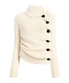 Khaite Lorrai Asymmetric Knit Silk Cardigan In Neutral