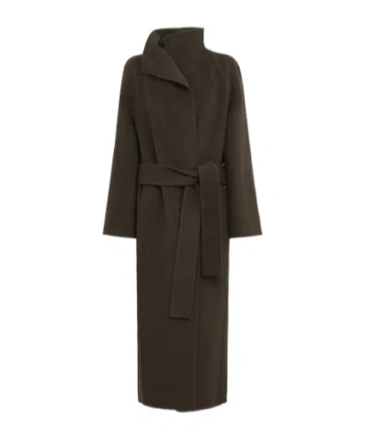 Khaite Lapel Waistdefined Coat In Black
