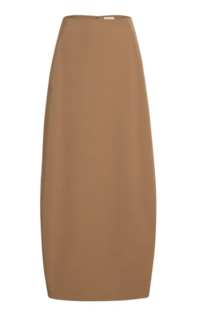 Khaite Lauson Twill Maxi Skirt In Khaki