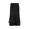Khaite Layered Sheer And Lustrous Black Skirt In Off-white