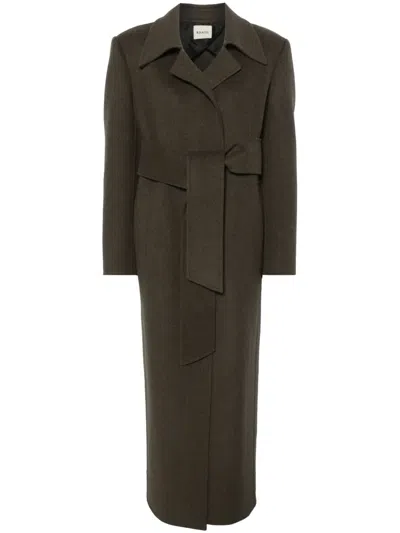 Khaite Lea Belted Woold Coat In Green