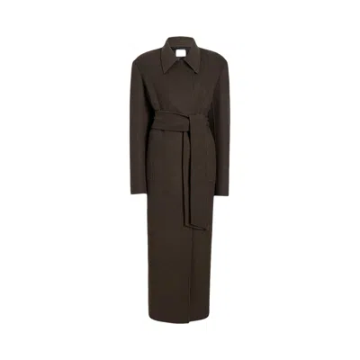 Pre-owned Khaite Lea Coat 'army Melang' | Brown | Women's Size M