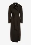 Khaite Jelson Belted Double-faced-wool Coat In Brown