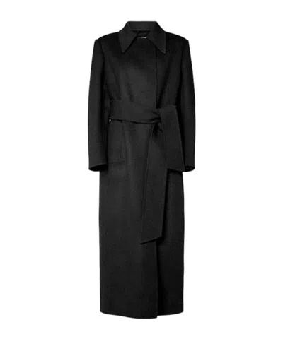 Khaite Lea Wool Belted Long Coat In Black