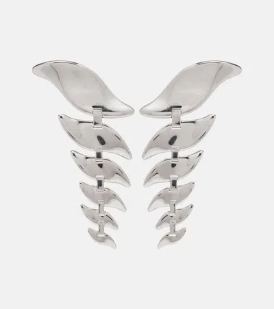 Khaite Leaf Silver-tone Earrings In Metallic